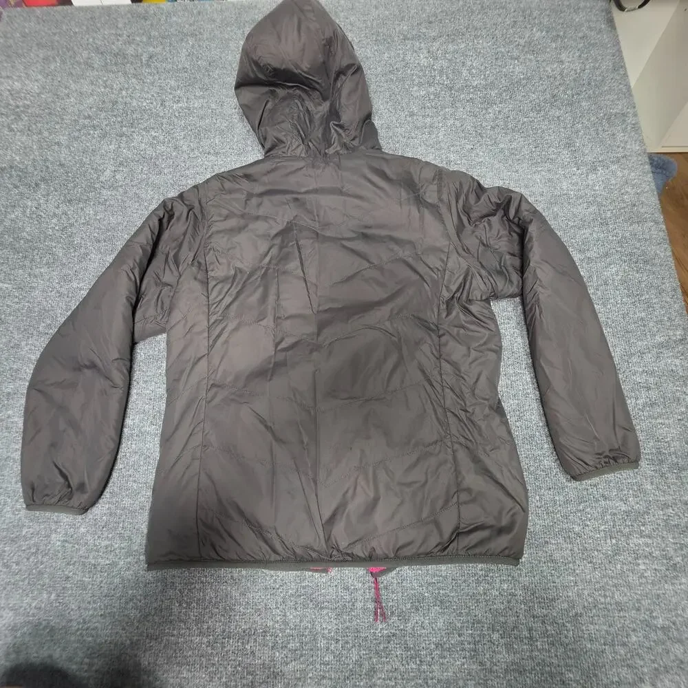 The North Face Girls XL Reversible Fleece Lined Hooded Jacket Pink Charcoal
